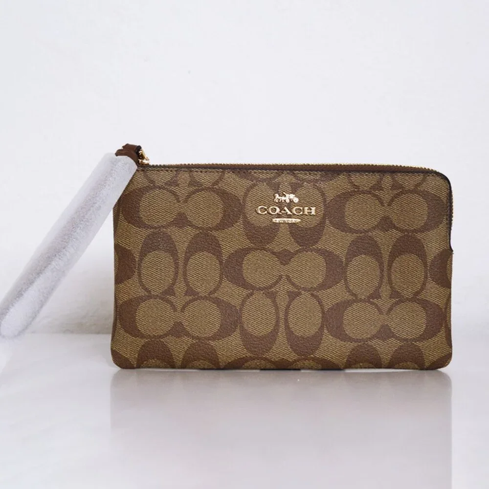 Coach Signature Large Corner Zip Wristlet